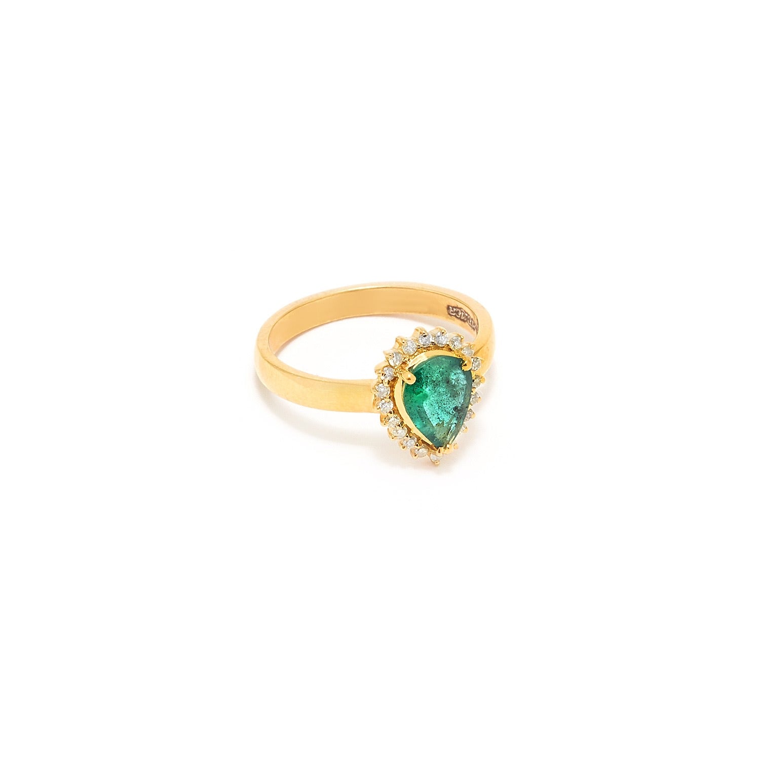 Emerald Diamond Pear Pinky Ring-Ring-Jaipur Atelier