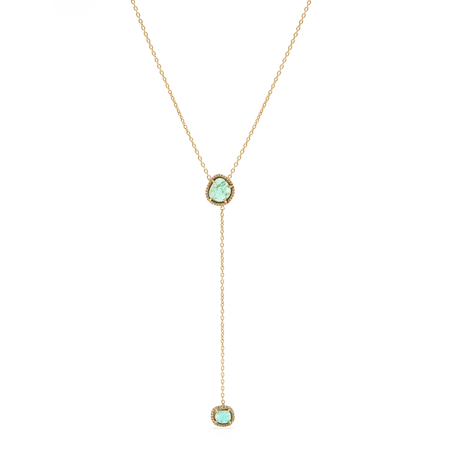 Emerald & Diamond T Pendant-Pendant-Jaipur Atelier