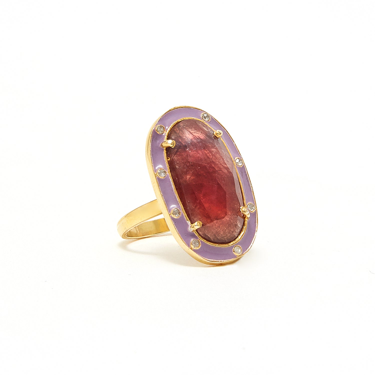 The Anna Sapphire Lavender Enamel Ring-Ring-Jaipur Atelier