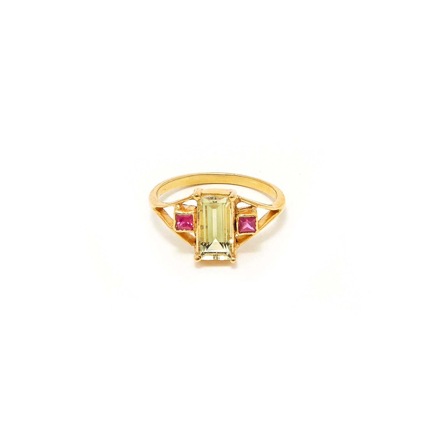 Yellow Aquamarine Ruby Ring