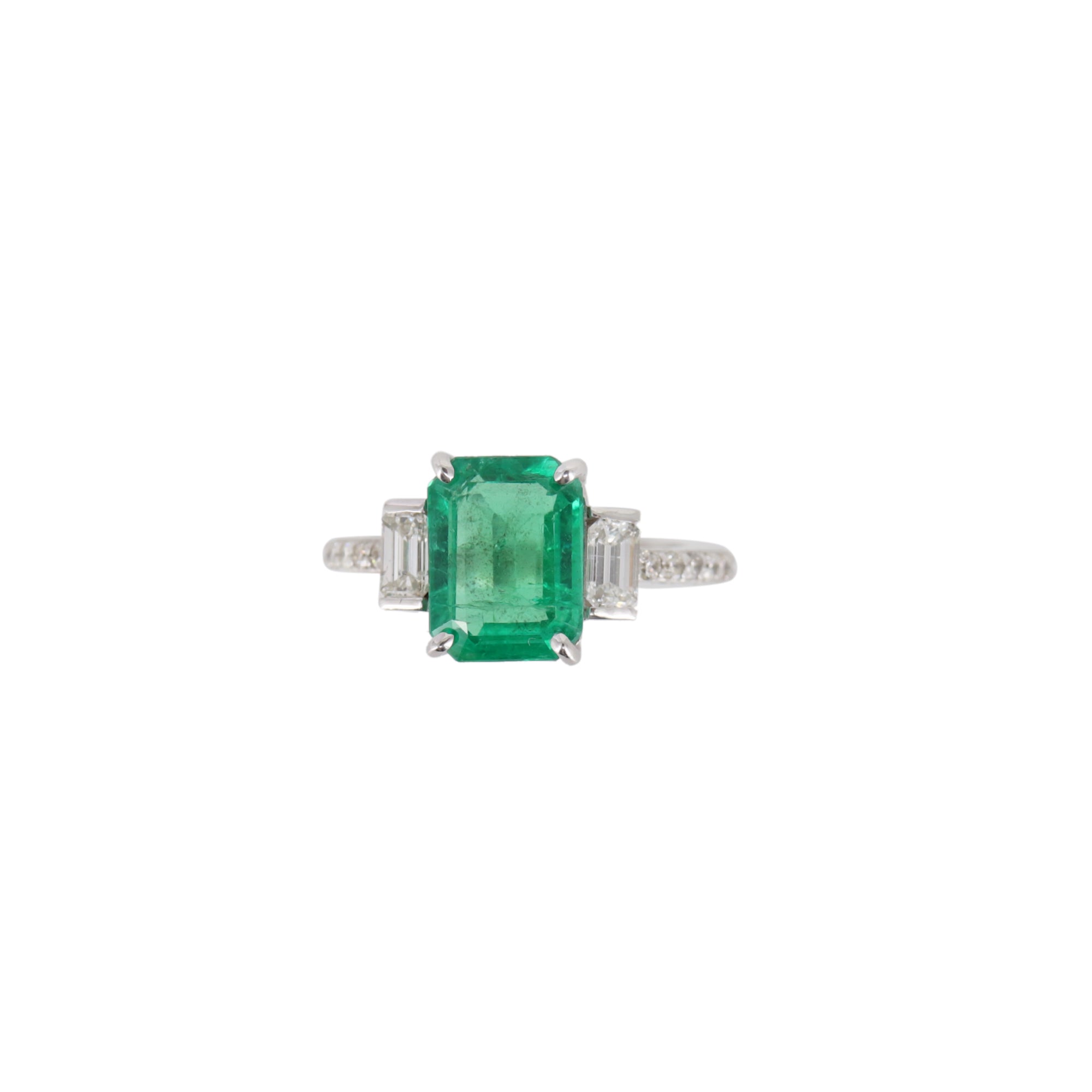 Emerald Diamond Art Deco Dress Ring