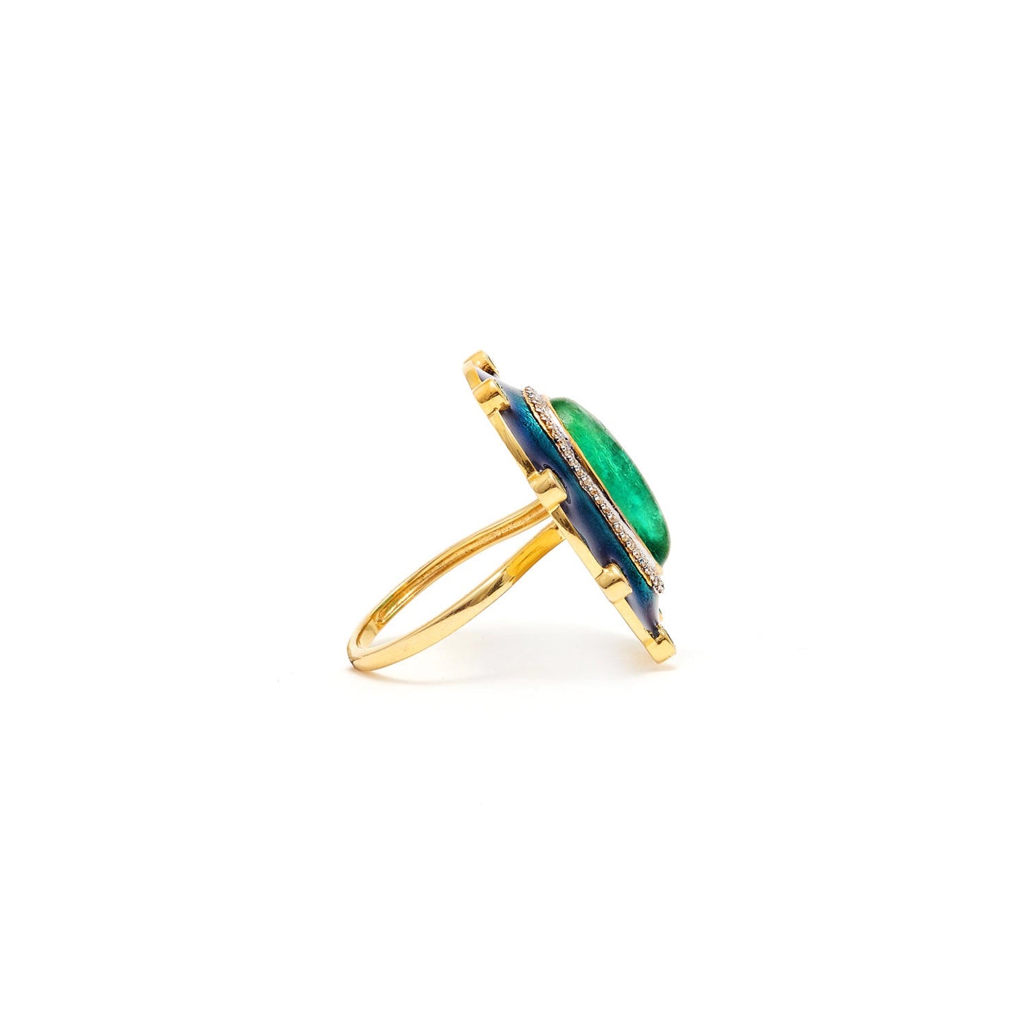 Jaipur Atelier The Peacock Columbian Emerald Cocktail Ring