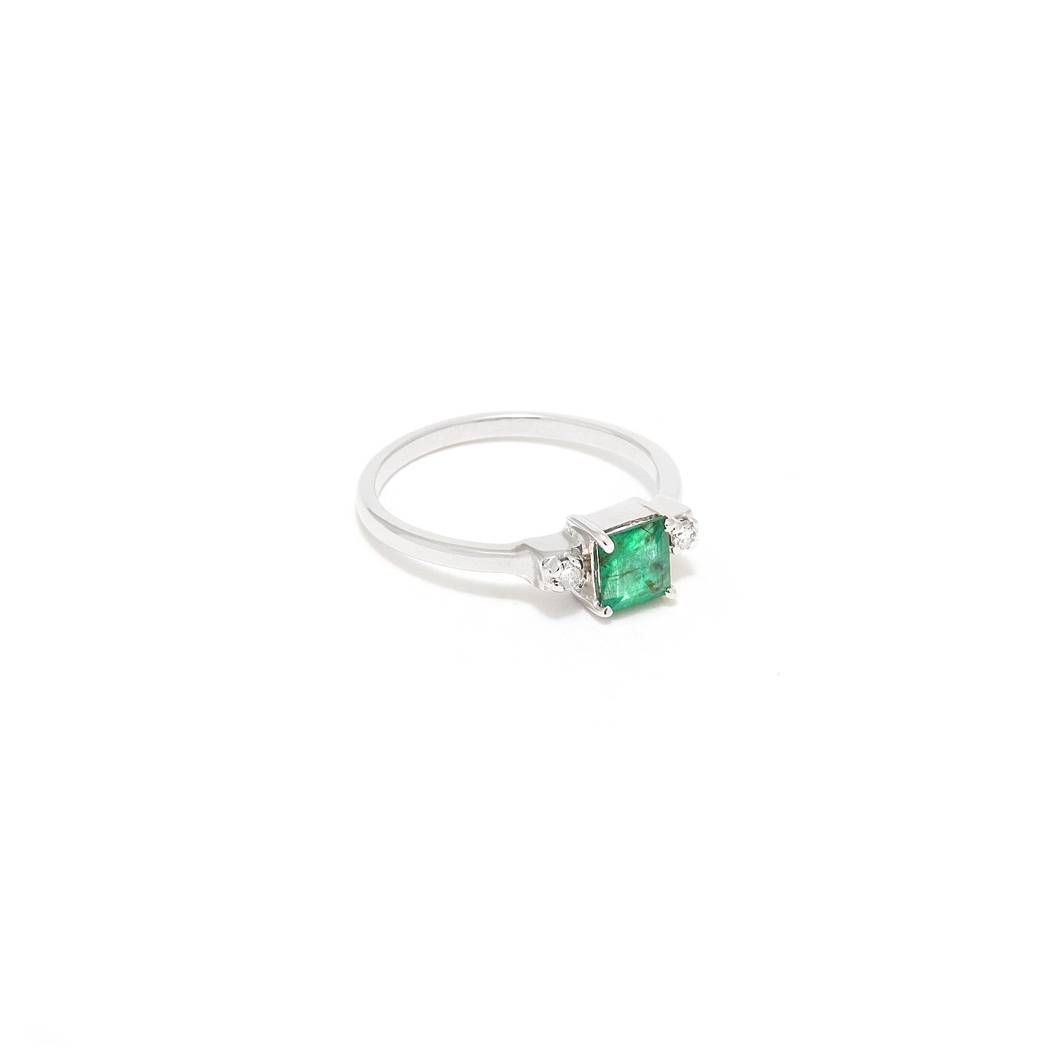 Emerald Cut Emerald Diamond Ring-Ring-Jaipur Atelier