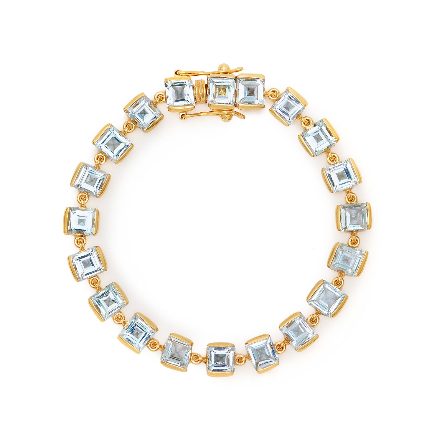 Aquamarine Emerald Cut Bracelet-Bracelet-Jaipur Atelier