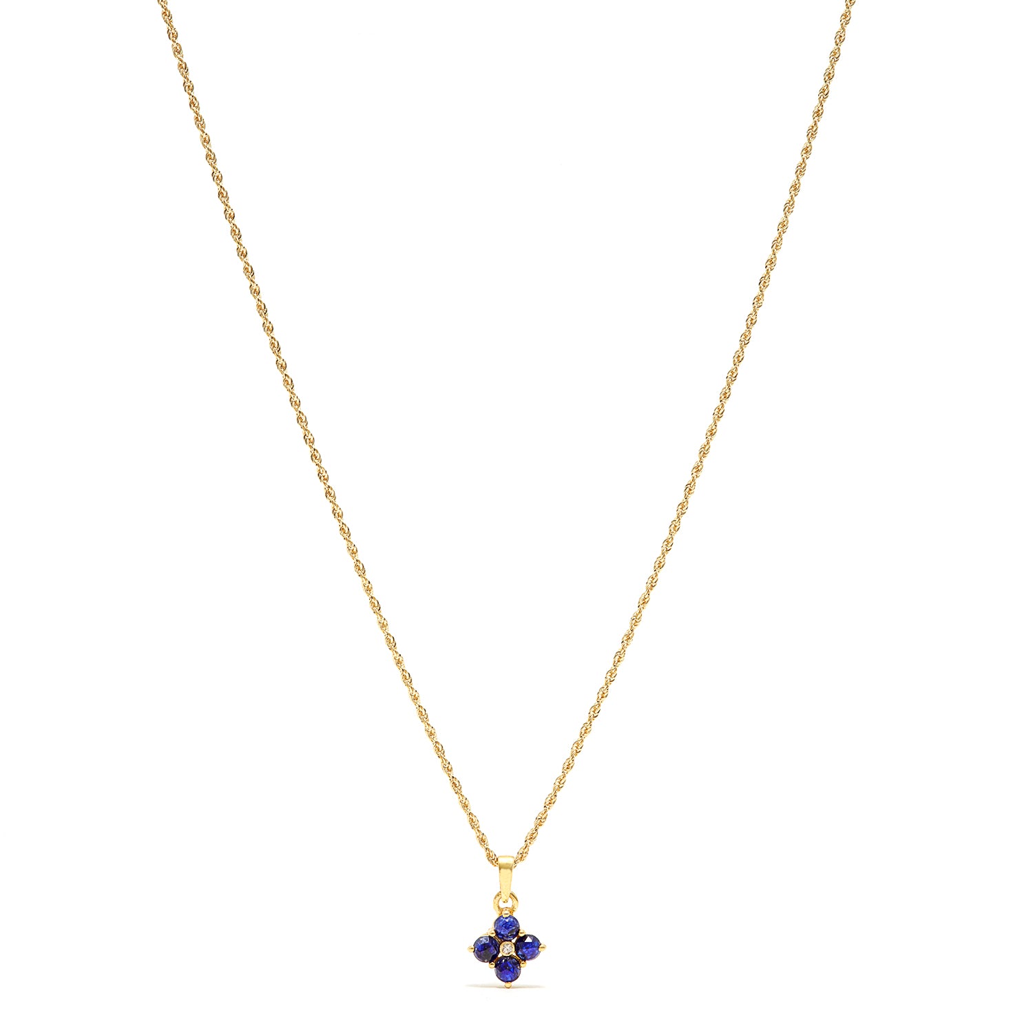 Petit Jai Sapphire Diamond Pendant-Pendant-Jaipur Atelier
