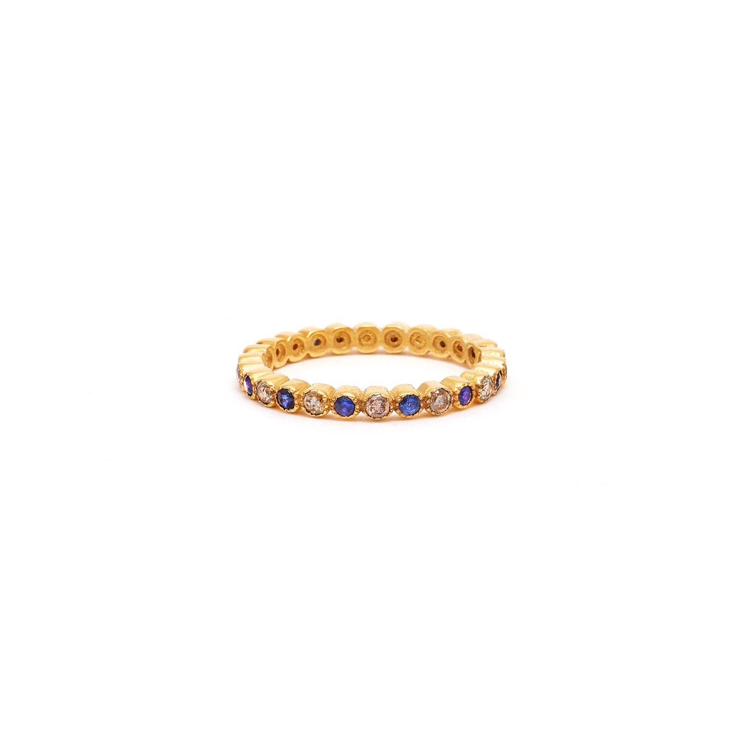 Jaipur Atelier Sapphire and Champagne Diamond Eternity Bands