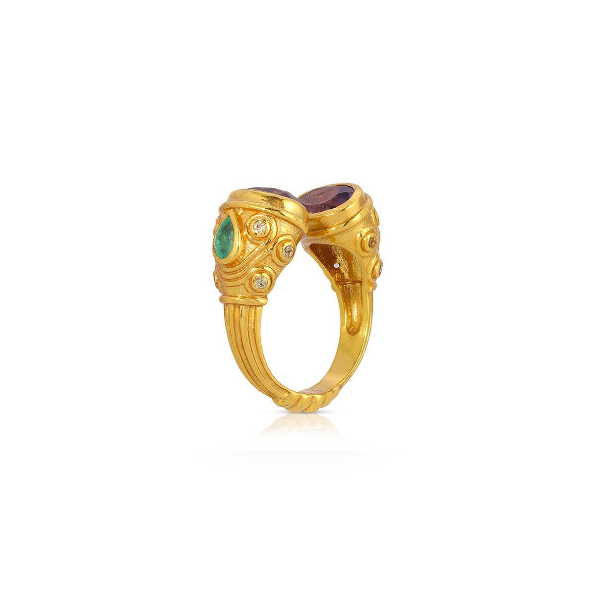 Amethyst Emerald Maharani Ring