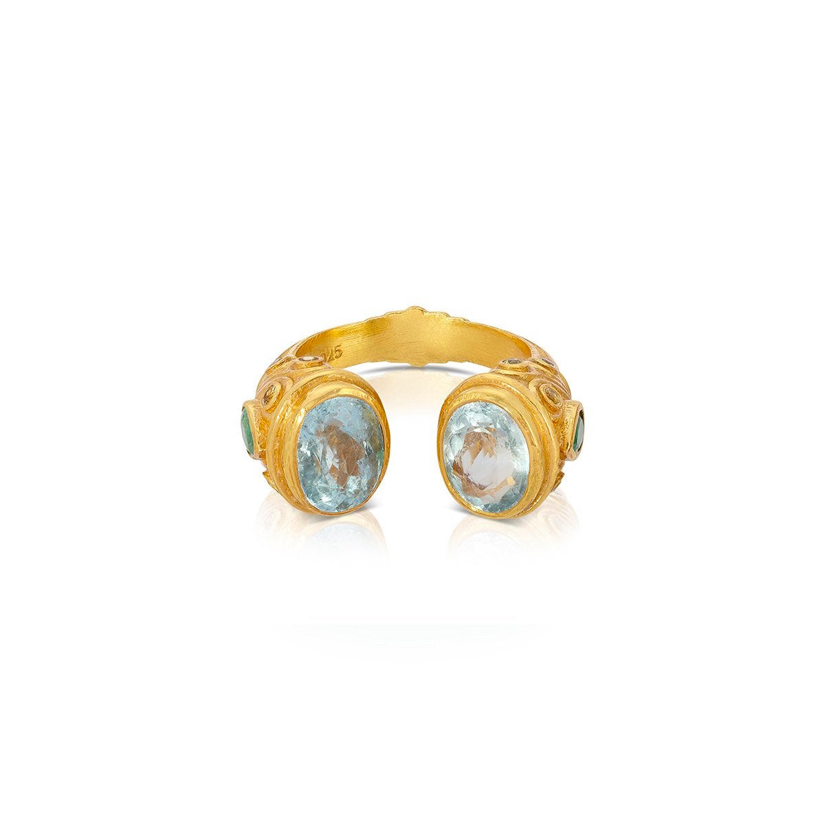 Aquamarine Emerald Maharani Ring