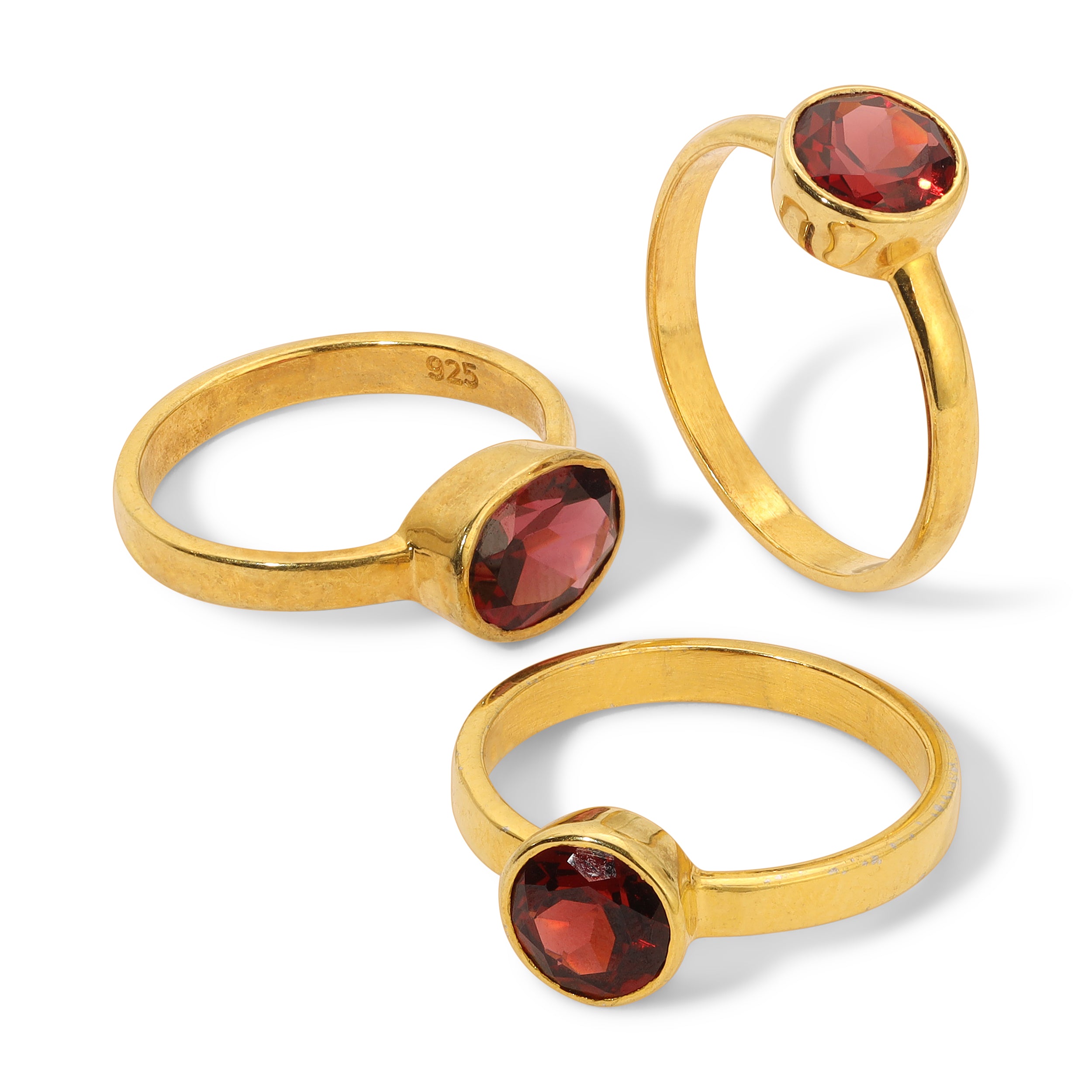 Orange Garnet Gem Stack Rings