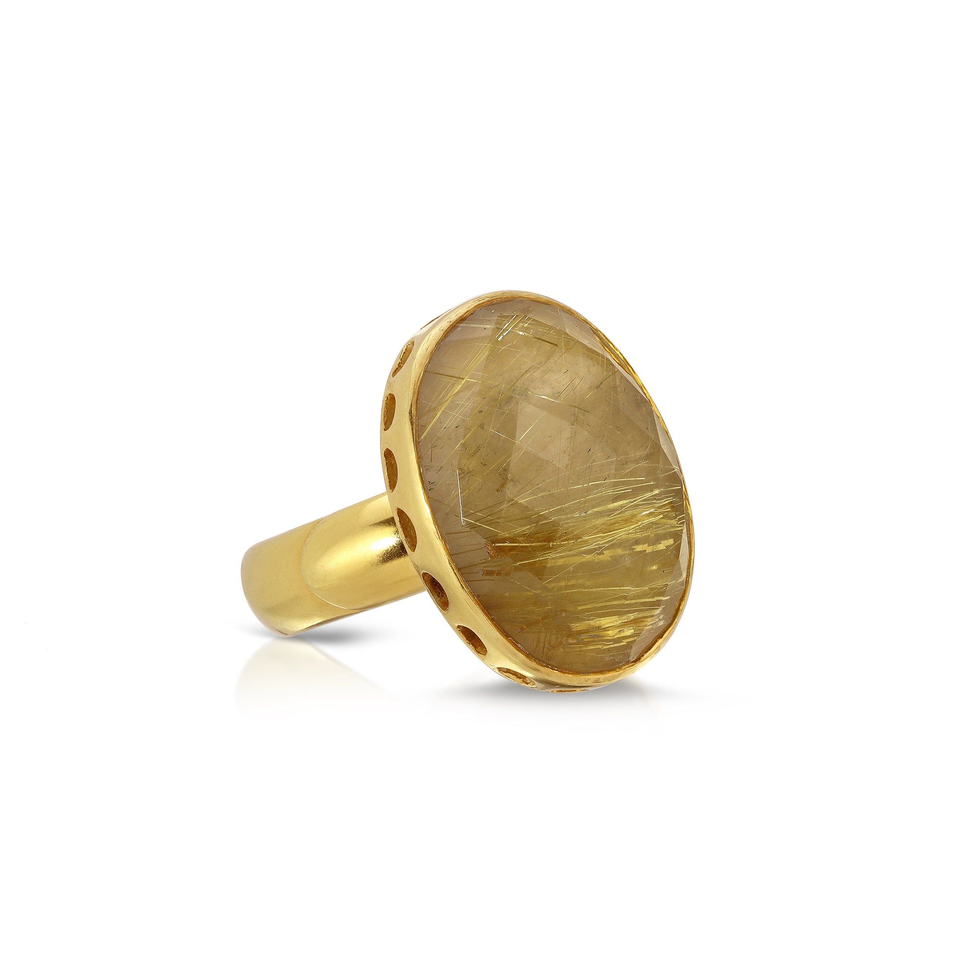 Golden Rutilated Quartz Rani Ring