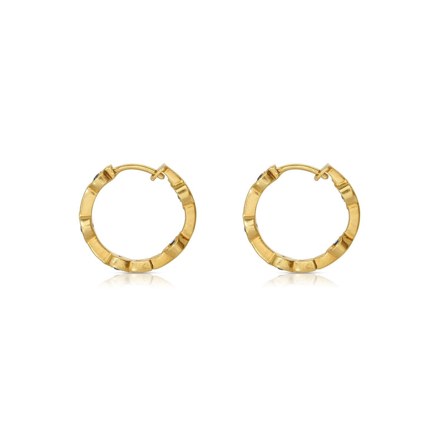 Sarah Black Diamond Hoop Earrings