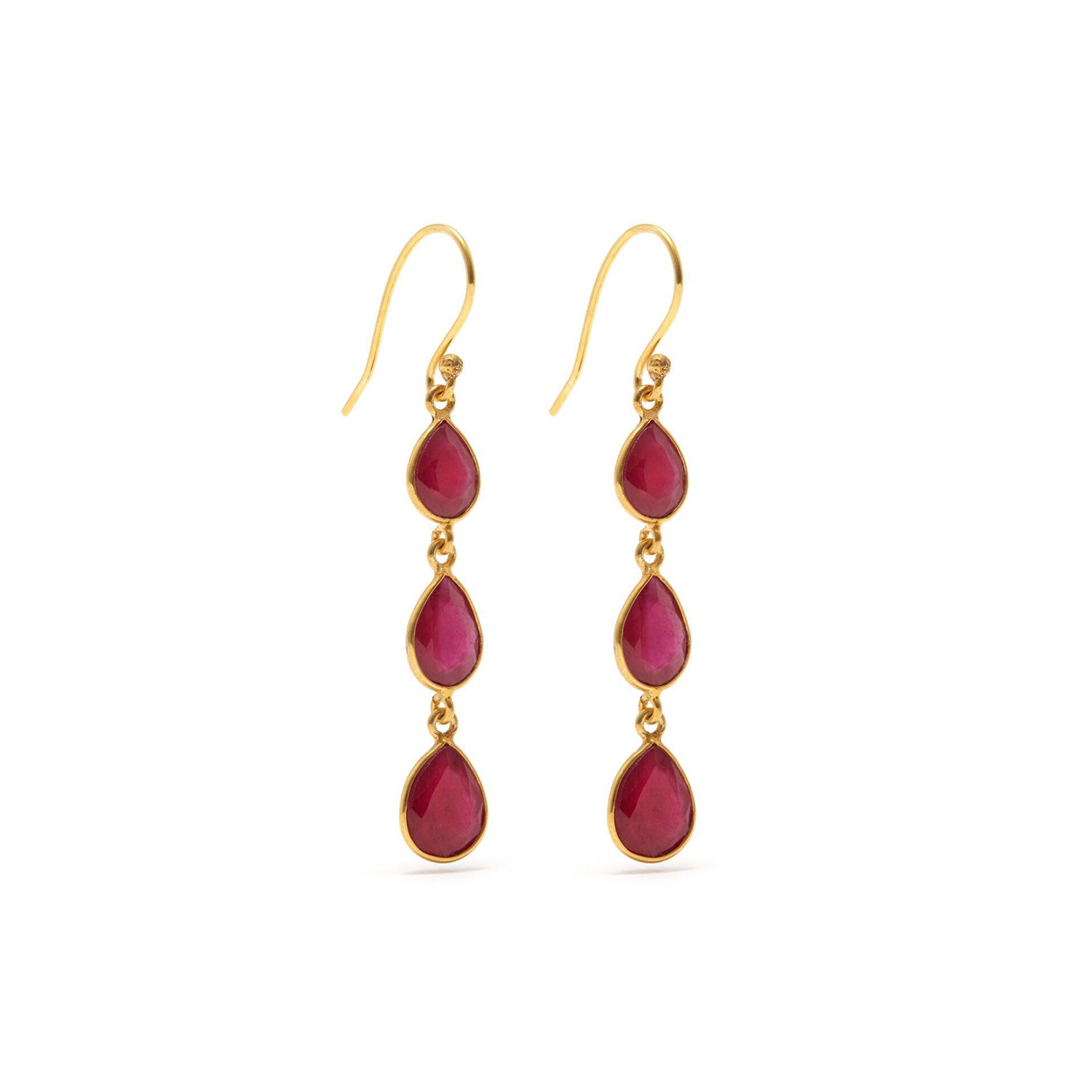 Petit Jai Ruby Three Earrings