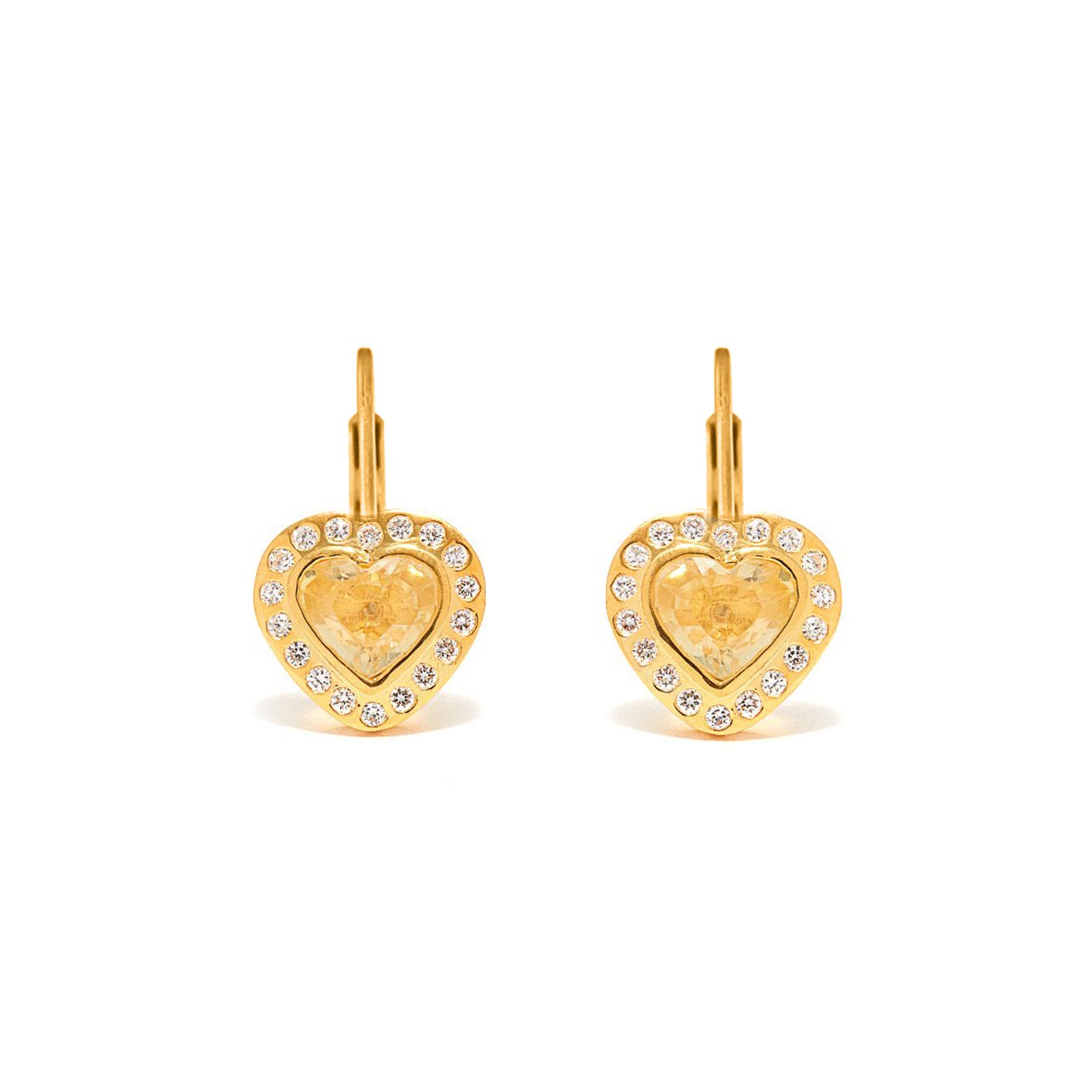 Yellow Sapphire Diamond Heart Earrings